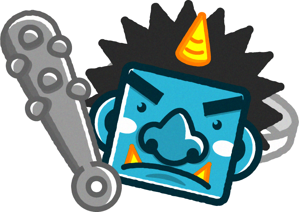 青鬼の面と金棒のイラスト