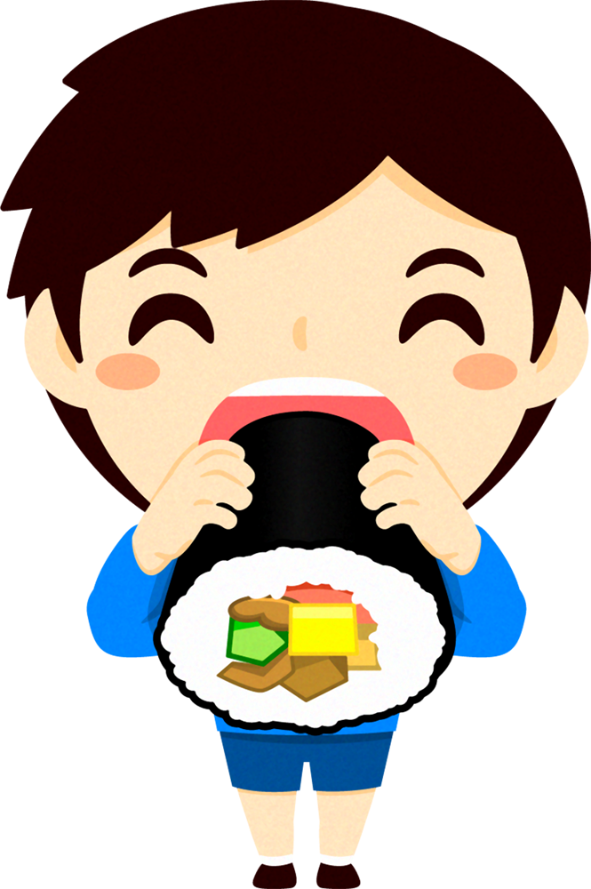 恵方巻きを食べるイラスト_男の子