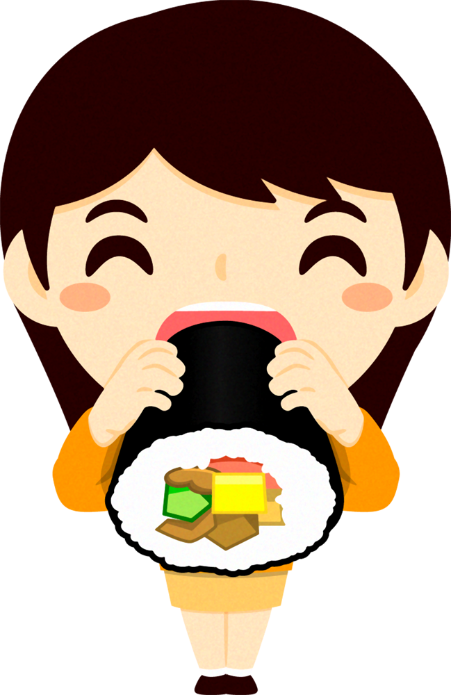 恵方巻きを食べるイラスト_女の子