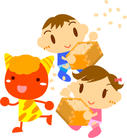 楽しく豆まき、「鬼は外、福は内」イラスト2