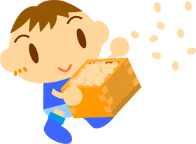 豆まきをしている男の子のイラスト