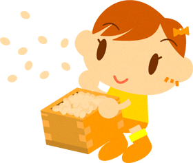 豆まきをしている女の子のイラスト2