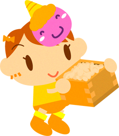 豆まきをしている女の子のイラスト