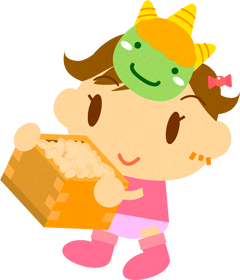 豆まきをしている女の子のイラスト2