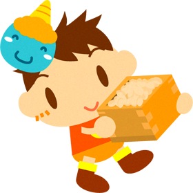 豆まきをしている男の子のイラスト2