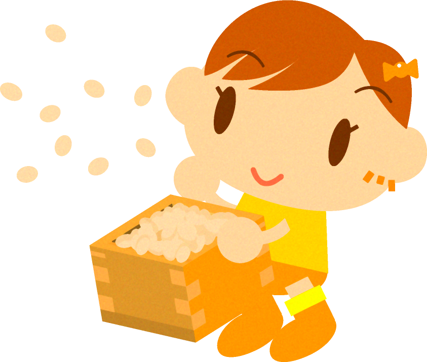 豆まきをしている女の子のイラスト2