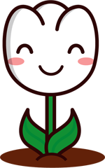 笑っているチューリップのイラスト/白