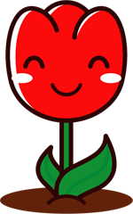 笑っているチューリップのイラスト/赤