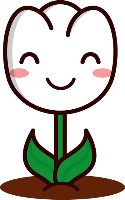 笑っているチューリップのイラスト/白/モノクロ