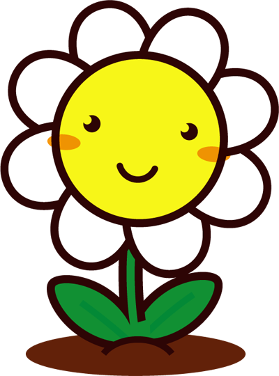 かわいい花のイラスト/モノクロ