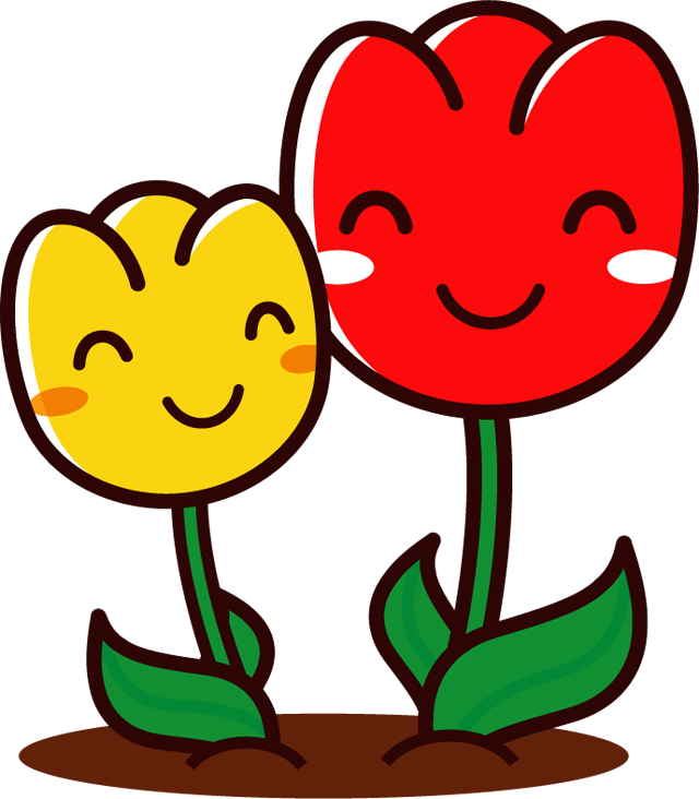 かわいいチューリップのイラスト/モノクロ