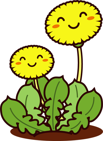 かわいいタンポポのイラスト/モノクロ