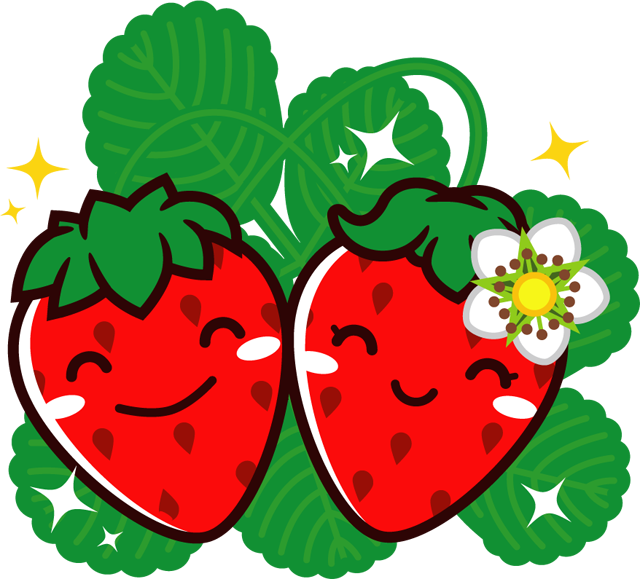 かわいいイチゴのイラスト/モノクロ