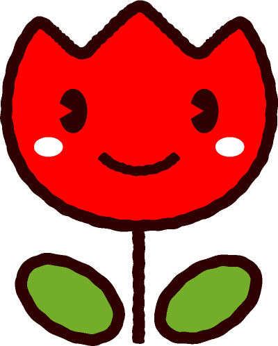 かわいいチューリップのイラスト/赤/モノクロ