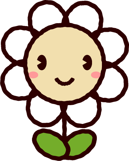 かわいい花のイラスト/白/モノクロ