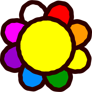 カラフルな花のイラスト/モノクロ