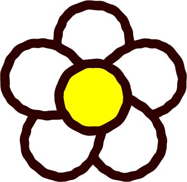 花のイラスト/花びら5枚/モノクロ