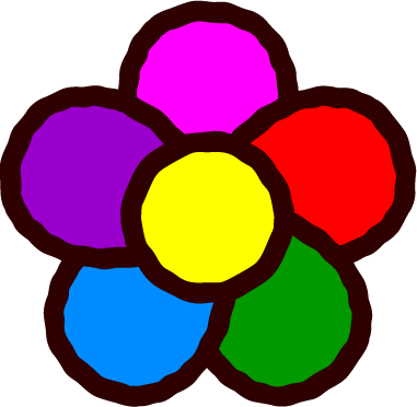 カラフルな花のイラスト/モノクロ