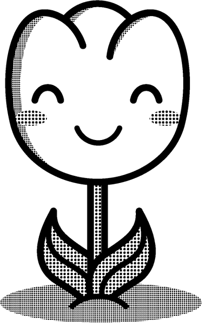 笑っているチューリップのイラスト/白