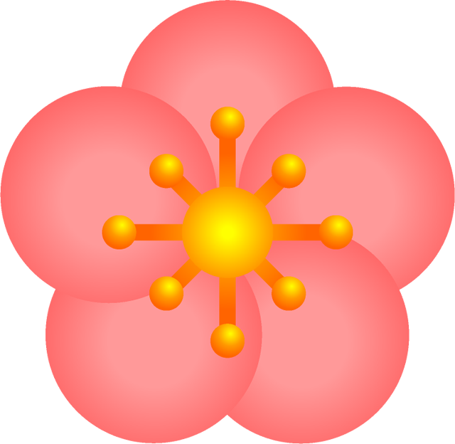 梅の花イラスト/5枚の花弁