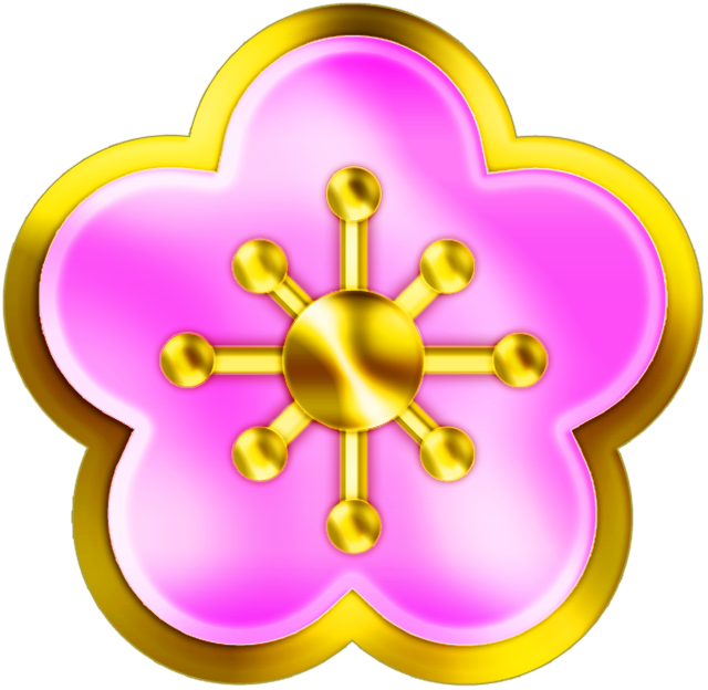 梅の花イラスト/ゴールドの縁