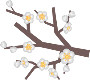 白い梅の枝イラスト/短い