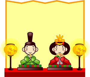 ひな祭りフレームのイラスト/屏風