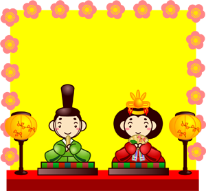 ひな祭りフレームのイラスト/梅ライン