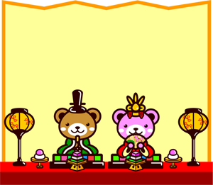 クマのひな祭りフレームのイラスト/梅ライン