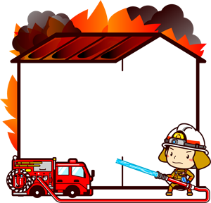 消防士の消火活動フレームのイラスト