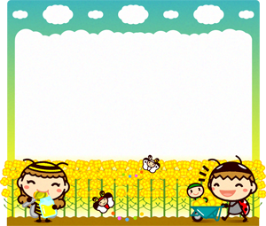 菜の花フレームのイラスト/ミツバチたち2