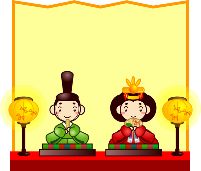 ひな祭りフレームのイラスト/屏風