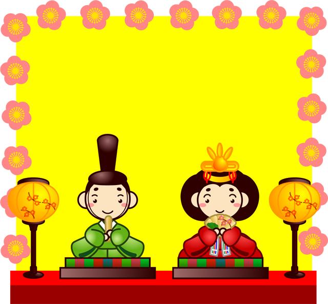 ひな祭りフレームのイラスト/梅ライン