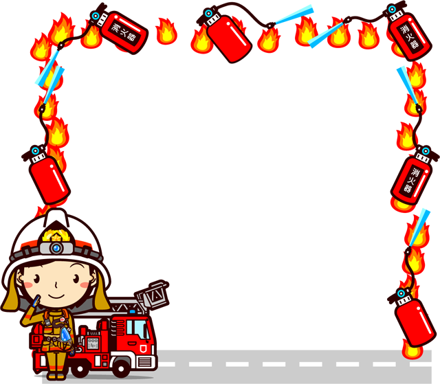 3月1日~3月7日、春の全国火災予防運動フレームのイラスト