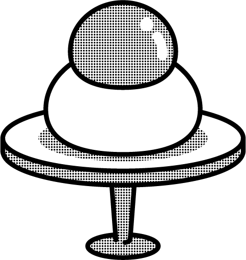 飾り餅イラスト/台座/モノクロ