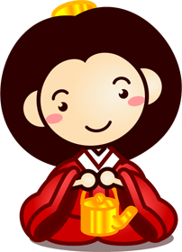 三人官女イラスト/提子を持つ