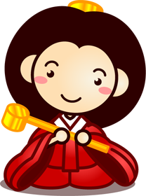 三人官女イラスト/長柄を持つ