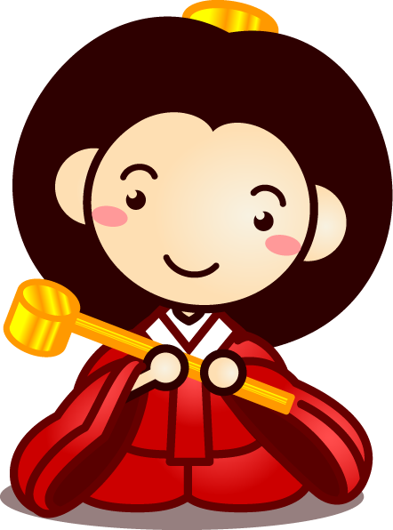 三人官女イラスト/長柄を持つ