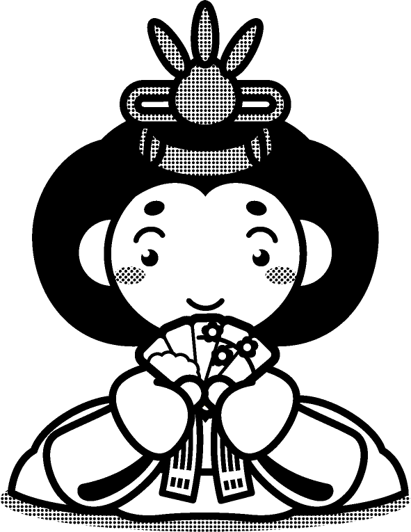 お雛様イラスト/モノクロ