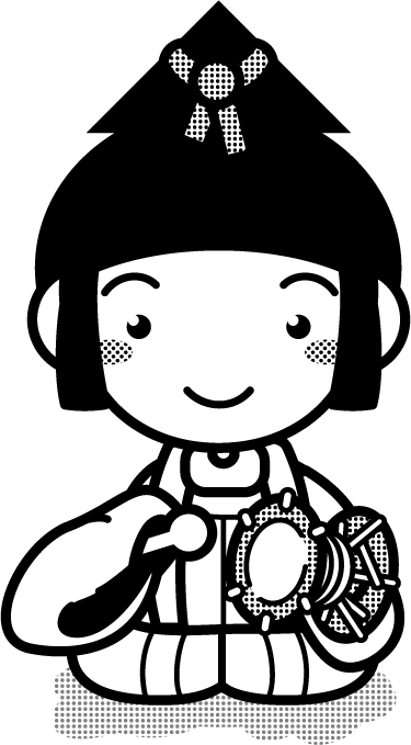 人囃子イラスト/小鼓/モノクロ