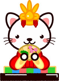 白ネコのお雛様イラスト