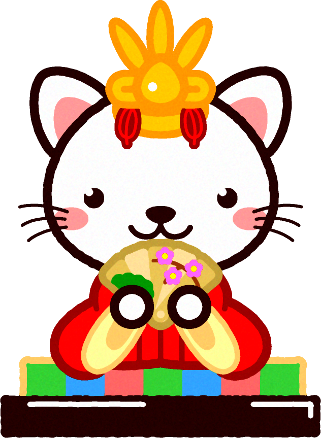 白ネコのお雛様イラスト