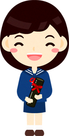 卒業証書を持った学生イラスト/女の子