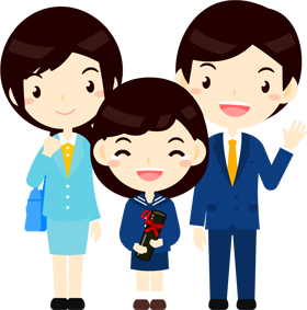 卒業式と家族イラスト/女の子