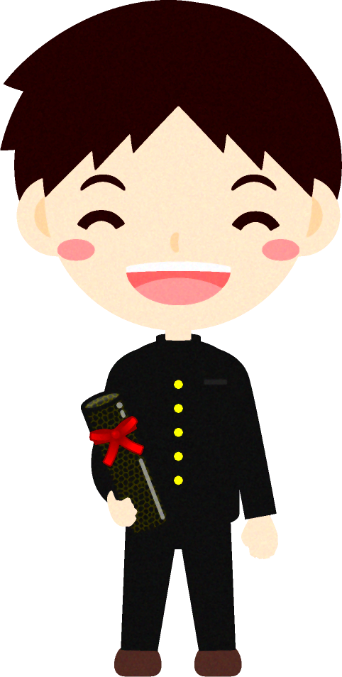 卒業証書を持った学生イラスト/男の子