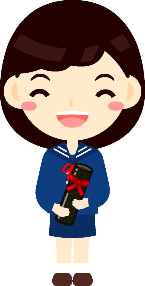 卒業証書を持って笑う幼稚園児イラスト(女の子)