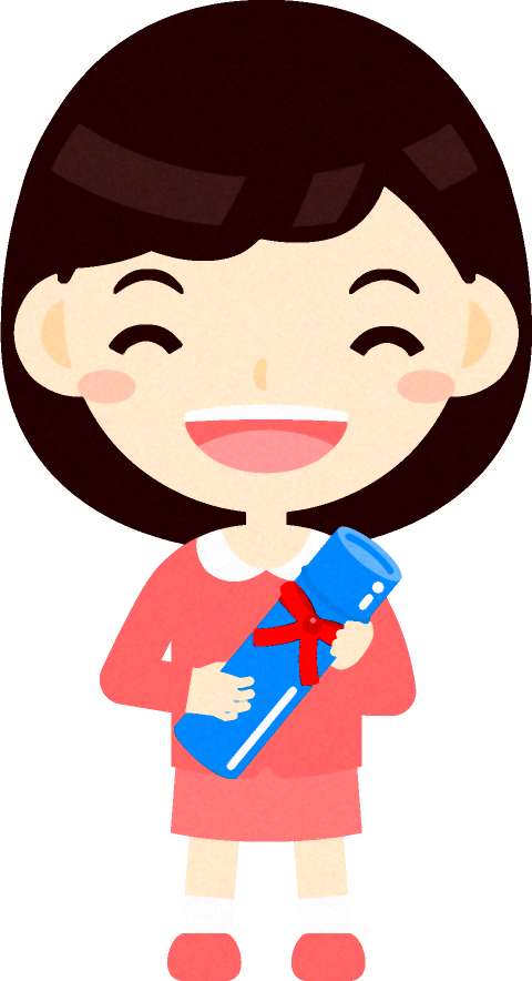 卒業証書を持つ女の子イラスト