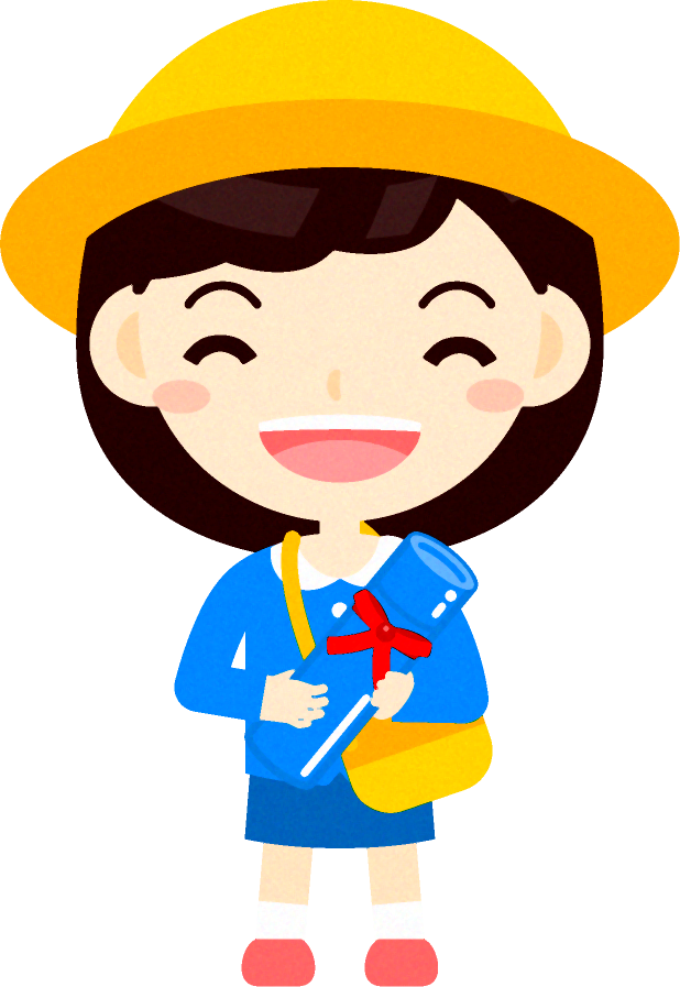 卒業証書を持って笑う幼稚園児イラスト/女の子