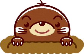 土から顔を出すモグラのイラスト