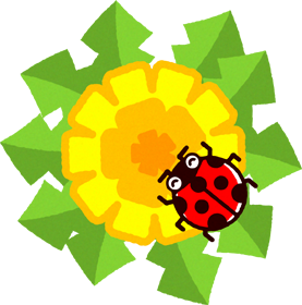タンポポとてんとう虫のイラスト